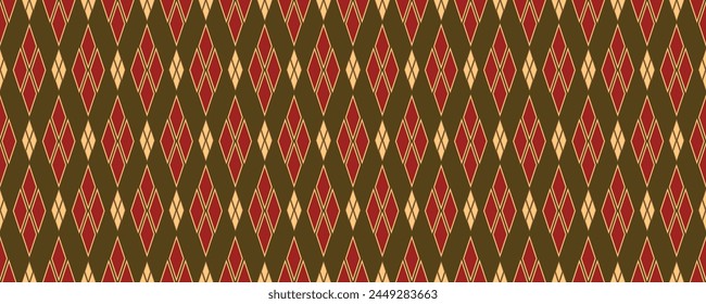 Geometric fabric abstract seamless pattern on green background. geometric abstract complex with compounds. for vector fashion geometric fabric design. carpet, wallpaper, clothing, wrapping, fabric.