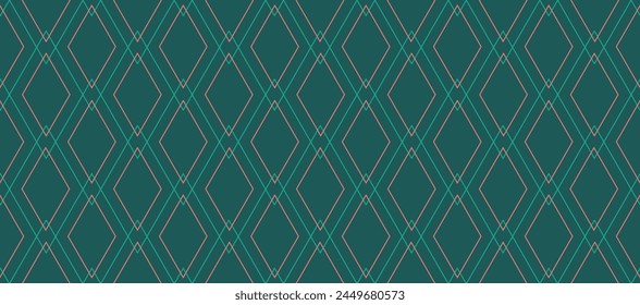 Geometric fabric abstract seamless pattern on green background. geometric abstract complex with compounds. for vector fashion geometric fabric design. carpet, wallpaper, clothing, wrapping, fabric.