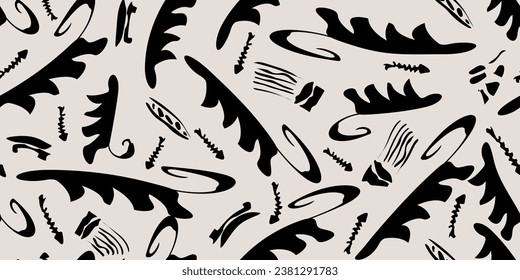 Geometric fabric fashion design. Abstract contemporary seamless pattern. Hand-drawn ethnic retro shape textures. Repeatable vibrant boho prints. Vector illustration