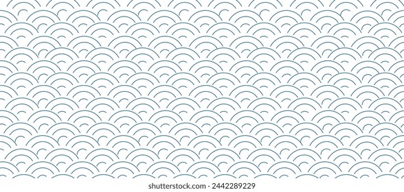 Escamas de pescado de tela geométrica Seigaiha patrón sin fisuras en el fondo. escamas de pescado geométricas Seigaiha. para la escala de pez vector Seigaiha patrón de moda diseño de tela alfombra, ropa, envoltura, papel pintado