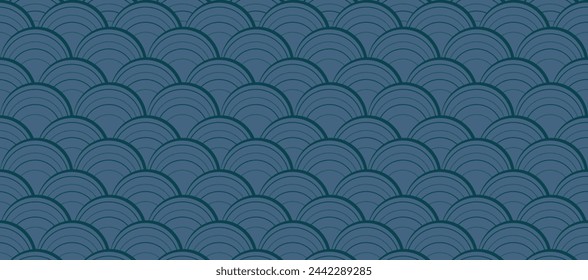 Geometric fabric fish scales Seigaiha seamless pattern on background. geometric fish scales Seigaiha. for vector fish scale Seigaiha pattern fashion fabric design carpet, clothing, wrapping, wallpaper