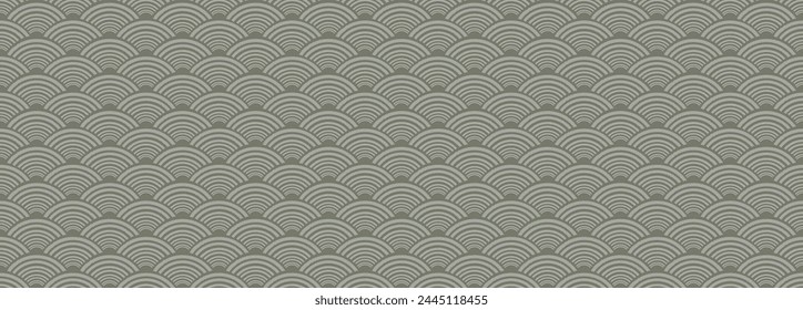 Escamas de pescado de tela geométrica Seigaiha patrón sin fisuras en el fondo. escamas de pescado geométricas Seigaiha. para la escala de pez de Vector Seigaiha patrón de diseño de tela de moda alfombra, ropa, envoltura, Fondo de pantalla