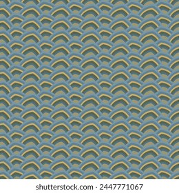 Escamas de pescado de tela geométrica Seigaiha patrón sin fisuras en el fondo. escamas de pescado geométricas Seigaiha. para la escala de pez de Vector Seigaiha patrón de diseño de tela de moda alfombra, ropa, envoltura, Fondo de pantalla