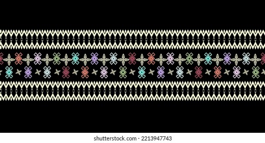 geometric fabric pattern with black background and beautiful color for your style