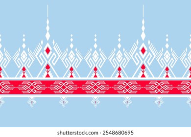 Geometric fabric pattern design to create ethnic patterns. Geometric ethnic pattern, Native American tribal fabric, tiles, carpets, vector illustration design on white background.red and white stripes