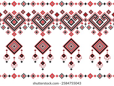 Geometric fabric pattern. Ethnic embroidery concept. Design for retro, geometric, wallpaper, graphic, indian, fabric, colorful, ornament, african, printing, business.