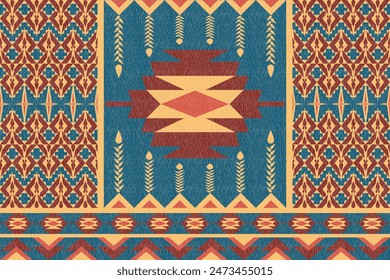 Patrón de tela geométrica en navajo, boho, estilo nativo americano para camisas, Fondo de pantalla o diseño de interiores.