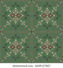 Geometric fabric patterns are characterized by the use of shapes such as circles, squares, triangles, straight lines, and repetitive motifs arranged in a structured and rhythmic way. These patterns st