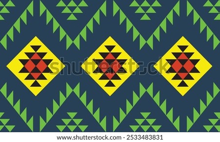 Geometric fabric patterns are made up of seamless triangles and squares, suitable for textiles, carpets, clothing, and decoration