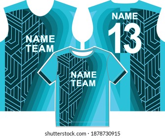 Geometric fabric textile for Sport t-shirt, jersey mockup for . uniform front and back view.  