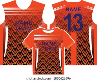 Geometric fabric textile for Sport t-shirt, jersey mockup for . uniform front and back view.  Baground