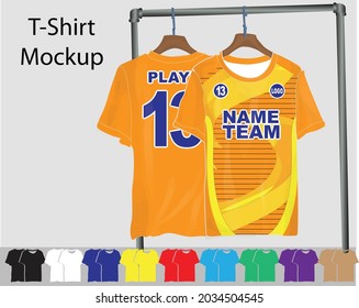 Geometric fabric textile for Sport t-shirt, jersey mockup for . uniform front and back view. Baground
