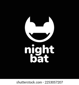 geometric face bats smile mascot logo design vector icon illustration template