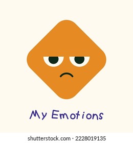 Geometric face emotions. Design for element, decoration, sticker, poster. Different shapes