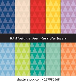 Geometric Faceted Triangle Patterns in 10 Pantone 2013 colors of the year: Monaco Blue, Linen, Poppy Red, Lemon Zest, African Violet, Dusk Blue, Tender Shoots, Emerald Green, Grayed Jade and Nectarine