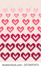 Geometric fading love heart pixel pattern. Fading heart pixel background. love heart background. Geometric seamless pattern. Design for clothing, fabric, rug, carpet, woven and decoration.