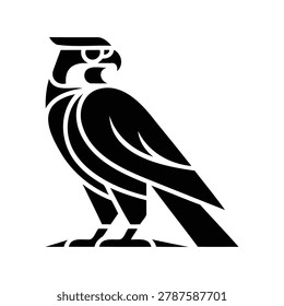 Geometric falcon hawk bird of prey standing silhouette logo