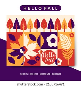 Geometric fall season invitation card, greeting card, poster, background isolated vector