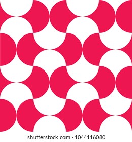 Geometric fan shaped seamless  pattern. Red, monochrome texture.