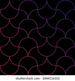 Geometric fan shaped seamless  pattern. Black and pink-purple elegant texture.