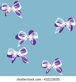 geometric fashion abstract vector background with white bow on a blue