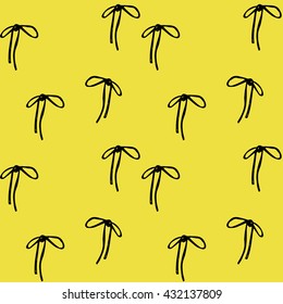 geometric fashion abstract vector background with delicate black bows on yellow