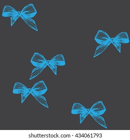 geometric fashion abstract vector background with blue bows on grey