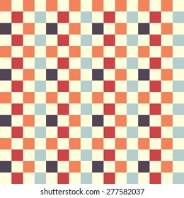 Geometric fashion vector seamless pattern (tiling) with colorful squares. Endless texture can be used for wallpaper, pattern fills, web page background, textures. Geometric ornaments in vintage style.