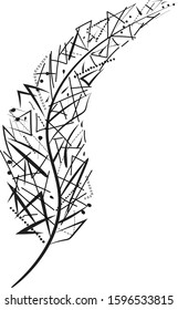 geometric feather bird, feather tattoo