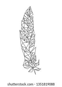 geometric feather on on transparent background