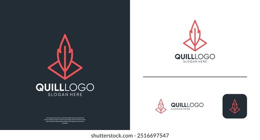 Geometrische Feder Stift Logo Design Inspiration.