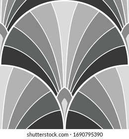 Geometric feather scallop seamless vector pattern
