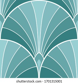 Geometric feather scallop seamless vector pattern