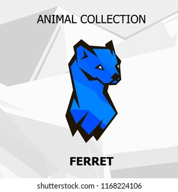Geometric ferret head logo. Illustration for a mascot and tattoo or T-shirt graphic.