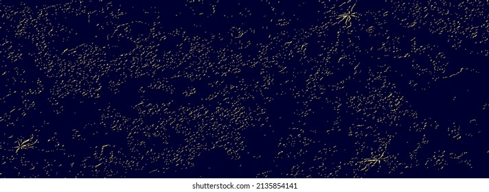 Geometrisches festes goldenes Glittermuster, blauer Himmelshintergrund, Grunge-Textur. Tatsächliche Idee für die Gestaltung eines Banners, Cover, Tapete, Website, Flyer, Buch, Visitenkarte.