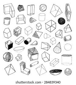  Geometric figure collection, hand drawn illustration. 