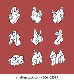 Geometric figure collection, hand drawn illustration. 