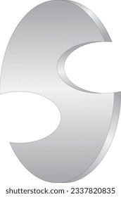 The geometric figure was created as a result of transformations of the circle consisting in scaling, combining and using a gray gradient. The object is shaped like the letter S.