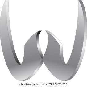 The geometric figure was created as a result of transformations of the circle consisting in scaling, combining and using a gray gradient. The object is shaped like the letter W.