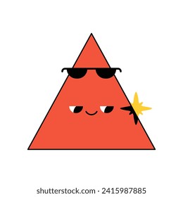 Geometric figure with face emotions, hand drawn trendy shapes for kids, funny character vector illustration.