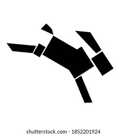 Geometric figure of hare or rabbit running fast. Black silhouette isolated on white background. Vector geometric stock icon or logo. Concept for cruelty-free, vegan design.

