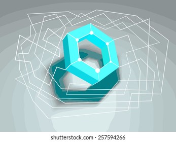 geometric figure. Hexahedron. Abstract icon.