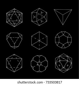 geometric figure. Hipster Fashion minimalist design. Film solid bodies. octahedron flat design vector illustration, fine art line. Vector illustration.