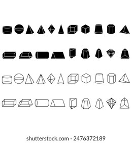 Geometric figure icon vector set. Geometry illustration sign collection. Figure symbol or logo.