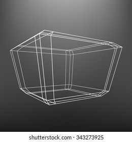 Geometric figure of lines and dots. Geometric figure of the lines connected to points. Molecular lattice. The structural grid of polygons. Black background. 