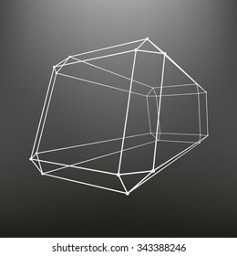Geometric figure of lines and dots. Geometric figure of the lines connected to points. Molecular lattice. The structural grid of polygons. 