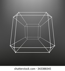 Geometric figure of lines and dots. Geometric figure of the lines connected to points. Molecular lattice. The structural grid of polygons. 
