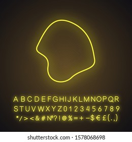 Geometric figure neon light icon. Fluid abstract shape. Decorative element. Isometric form. Round statin, circular spot. Glowing sign with alphabet, numbers and symbols. Vector isolated illustration