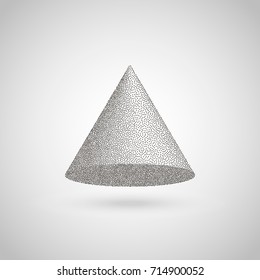 Geometric figure of points. Dot semitone geometric figure. Halftone vector illustration. 3D taper, cone