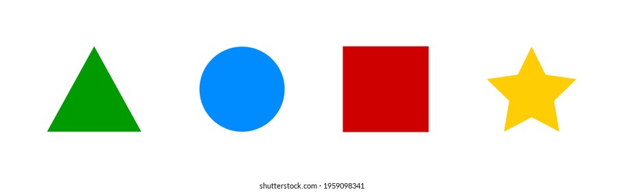 Geometric figure set on white background. Vector illustration. Color geometry shape collection.
